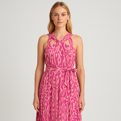 The Callista Pleated Halter Dress-Ava Maren