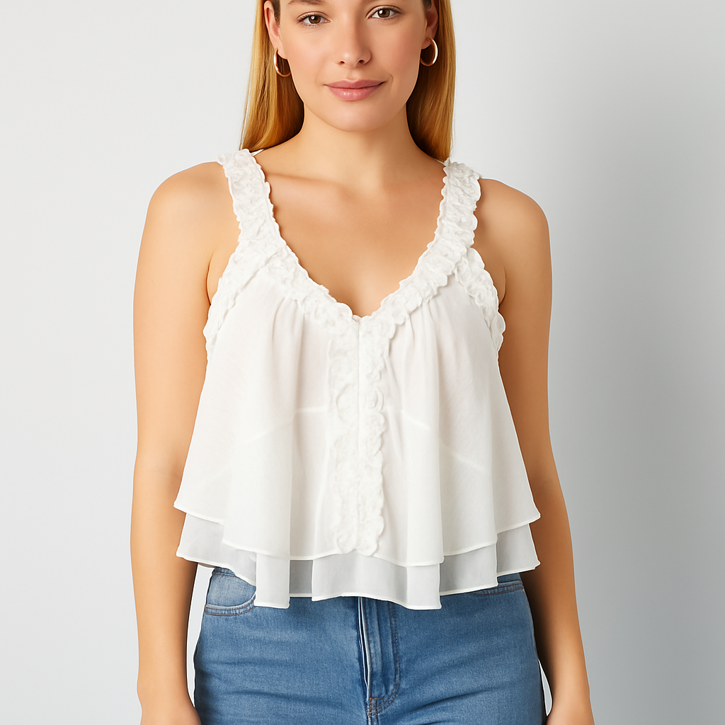 The Liana Ruffle Chiffon Top-Ava Maren