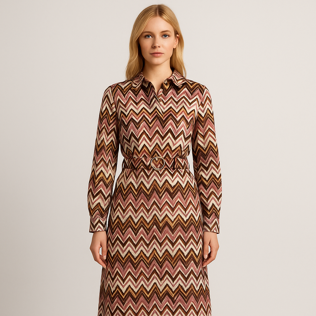 The Marigold Chevron Shirt Dress-Ava Maren