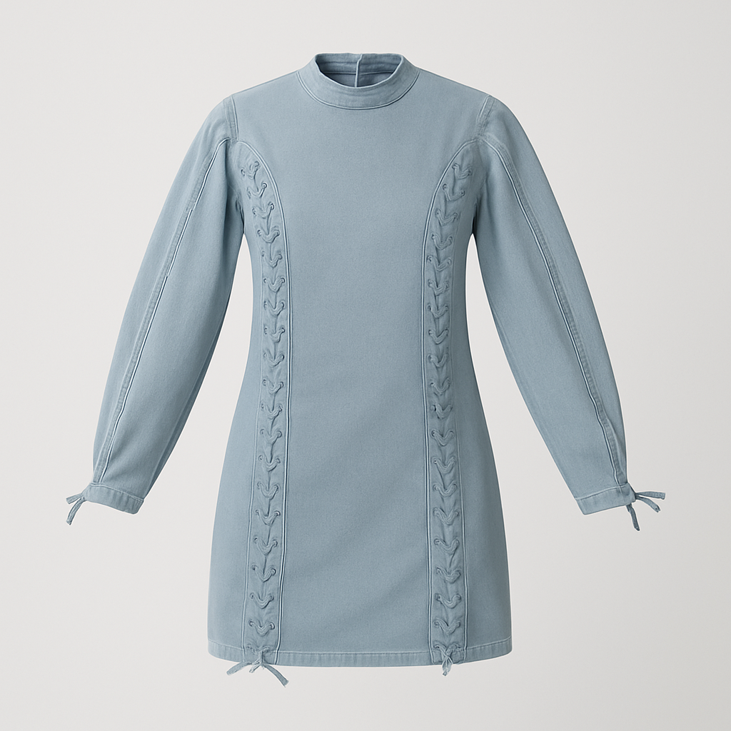 The Marlowe Lace-Up Denim Dress-Ava Maren