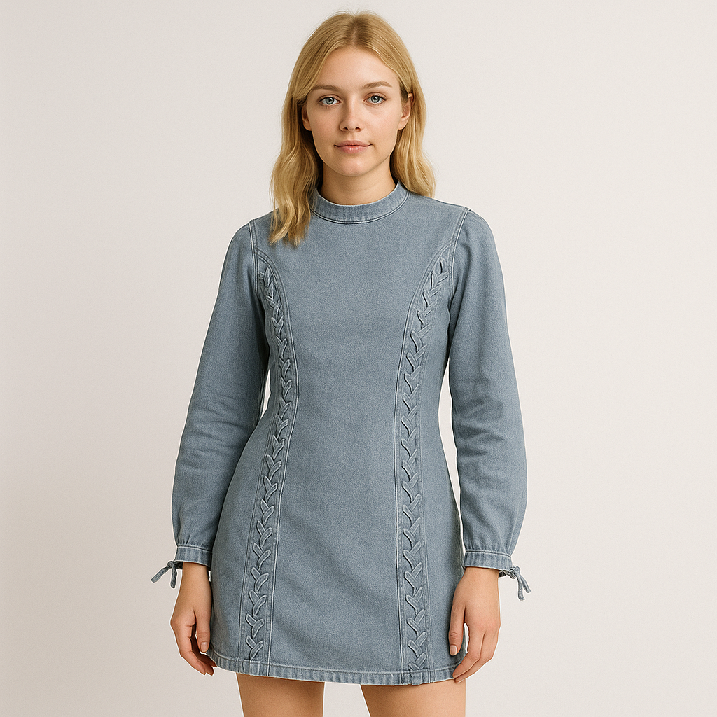 The Marlowe Lace-Up Denim Dress-Ava Maren