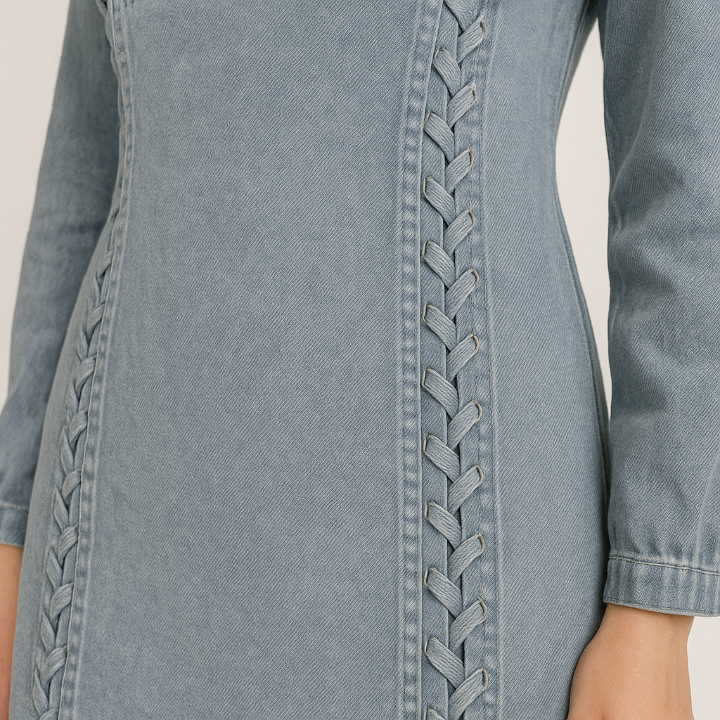 The Marlowe Lace-Up Denim Dress-Ava Maren