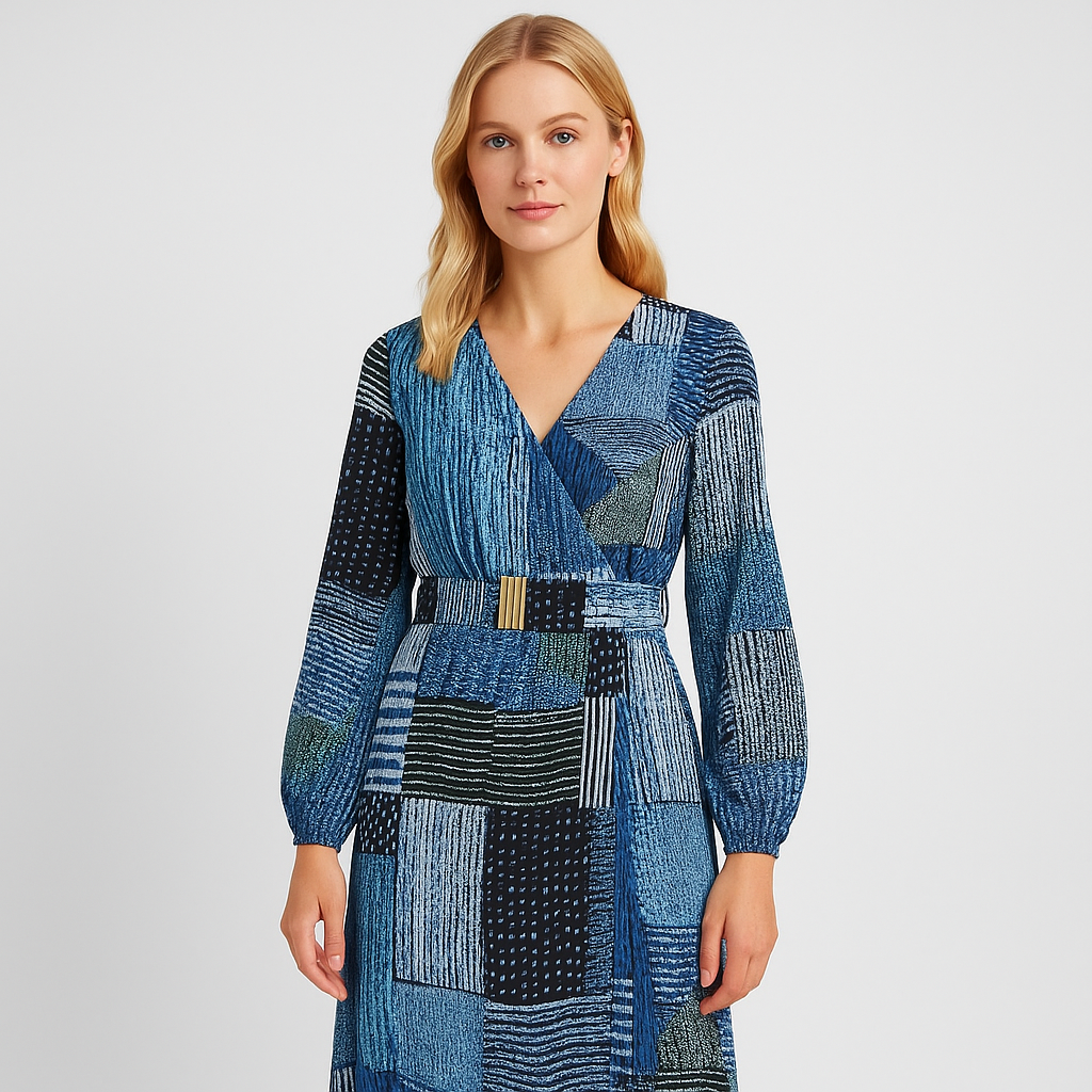 The Olivia Patchwork Wrap Dress-Ava Maren