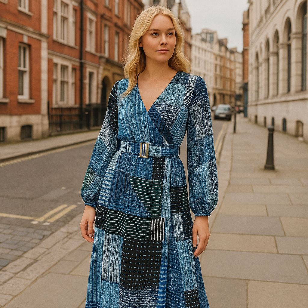 The Olivia Patchwork Wrap Dress-Ava Maren