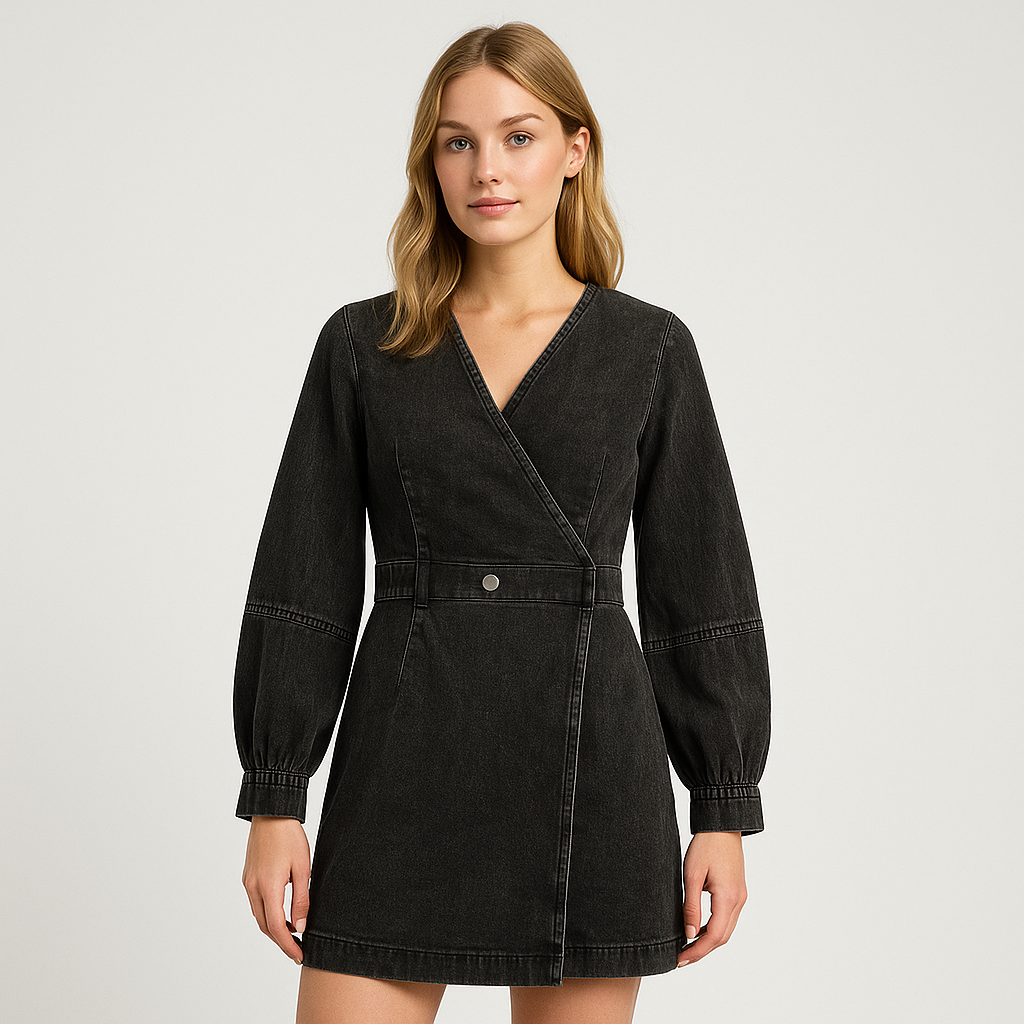 The Rowan Wrap Denim Dress-Ava Maren