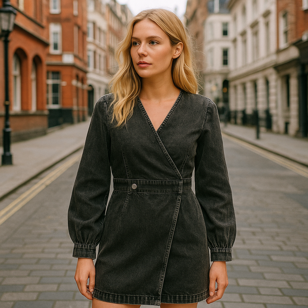 The Rowan Wrap Denim Dress-Ava Maren