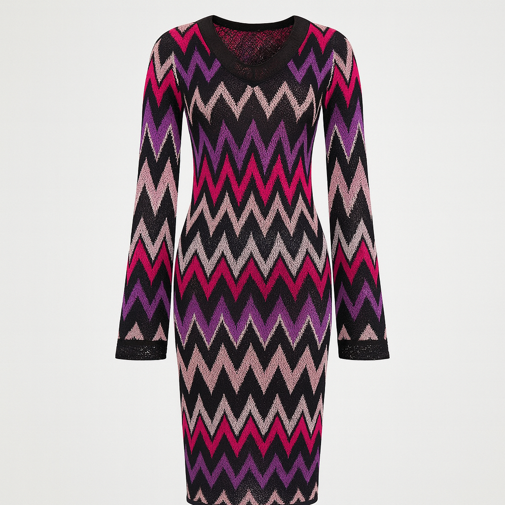 The Vivienne Chevron Knit Dress-Ava Maren