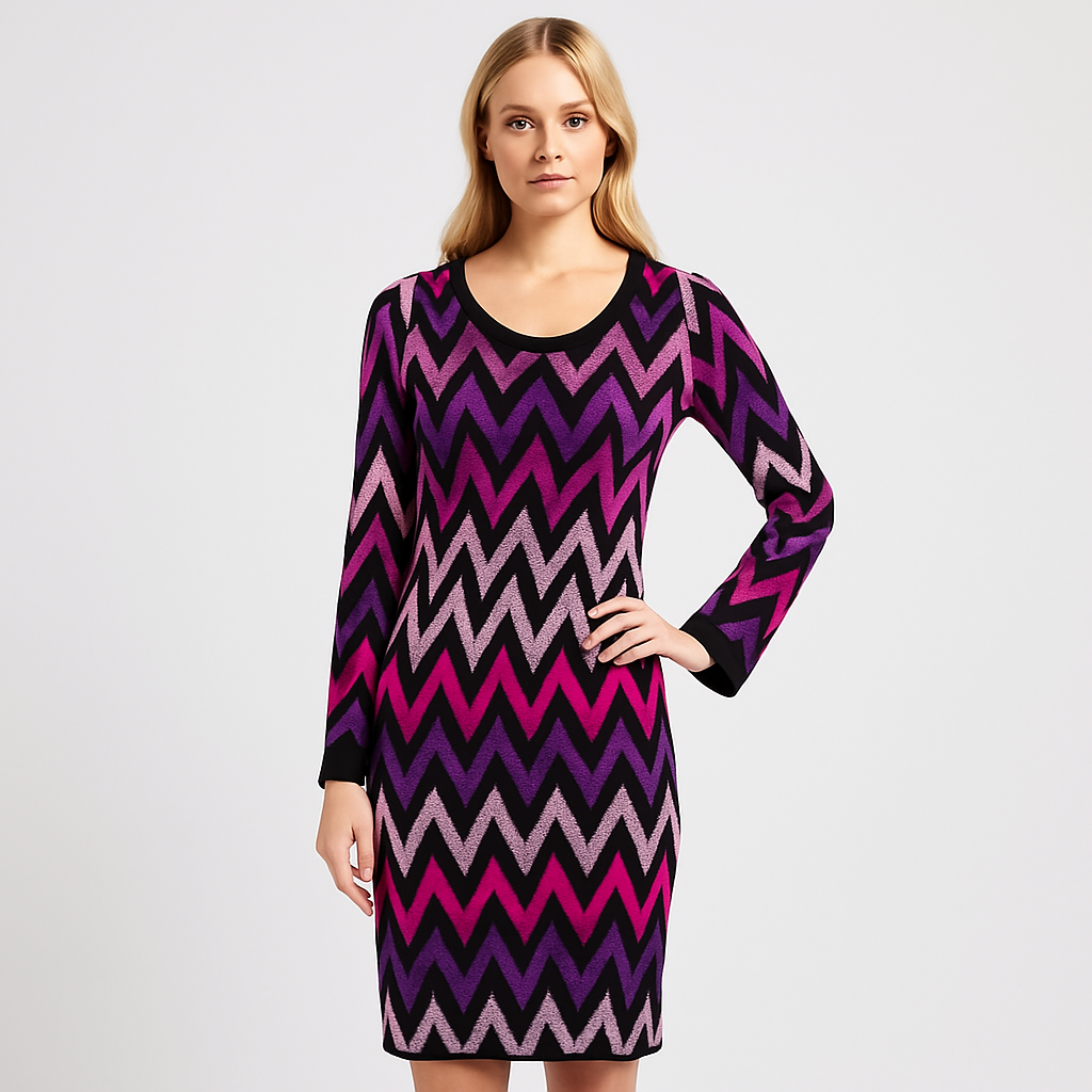 The Vivienne Chevron Knit Dress-Ava Maren